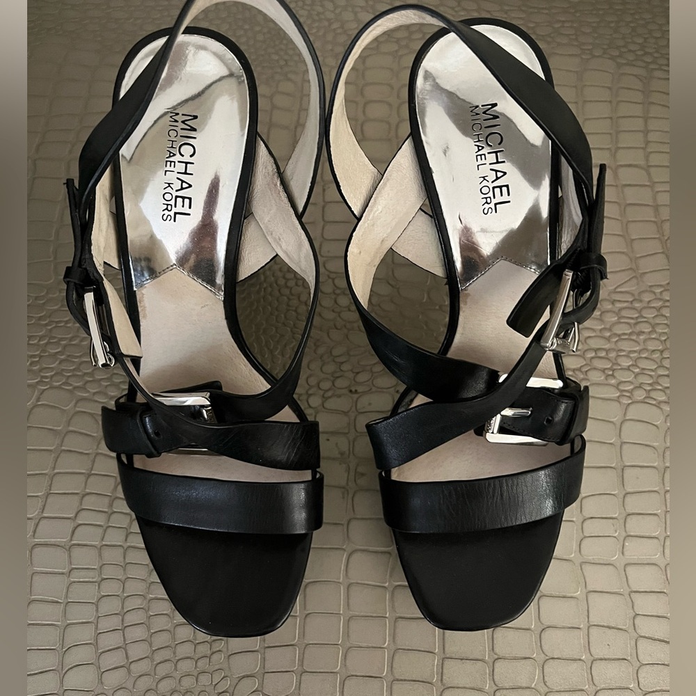 MICHAEL Michael Kors Black 4 Inch Heel Sandals‎ Size 9